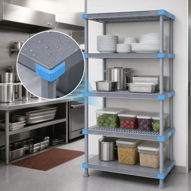 Product image #3 for Millenia 24"W x 24"D x 86"H Gray Polymer Stationary Starter Shelving Unit with 4 Shelves