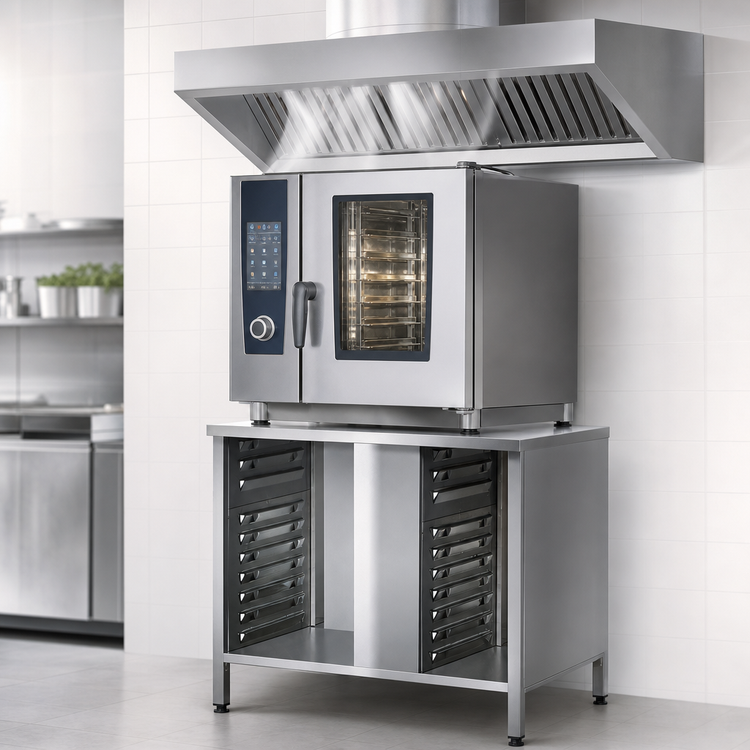 Product image #3 for RATIONAL US III UltraVent Mobile Oven Stand for SelfCookingCenter 62 and CombiMaster Plus 62, Stainless Steel, 20 Supporting Rails