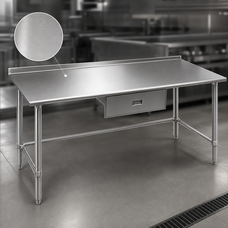 Product image #3 for Budget Series 430 Stainless Steel Work Table with Rear Up-Turn and Crossrails, 60 x 36 Inches