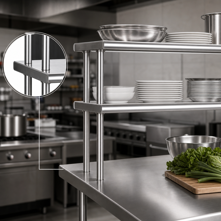 Product image #3 for Eagle Group Flex-Master 48-Inch Stainless Steel Table-Mount Overshelf Post Pair