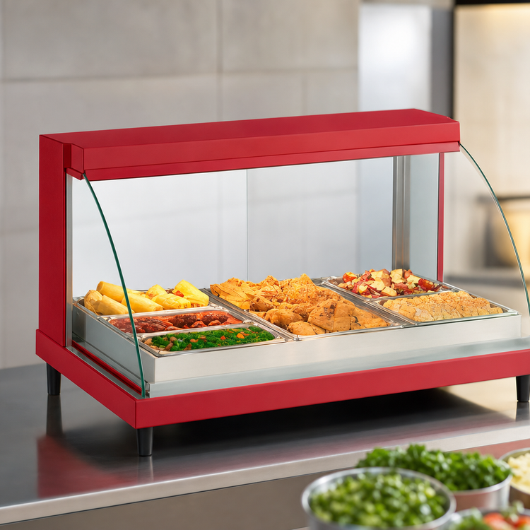 Product image #3 for Hatco Glo-Ray Designer Humidified Single-Shelf Countertop Heated Display Case, Curved Glass, 3-Pan, 45.5 Inch