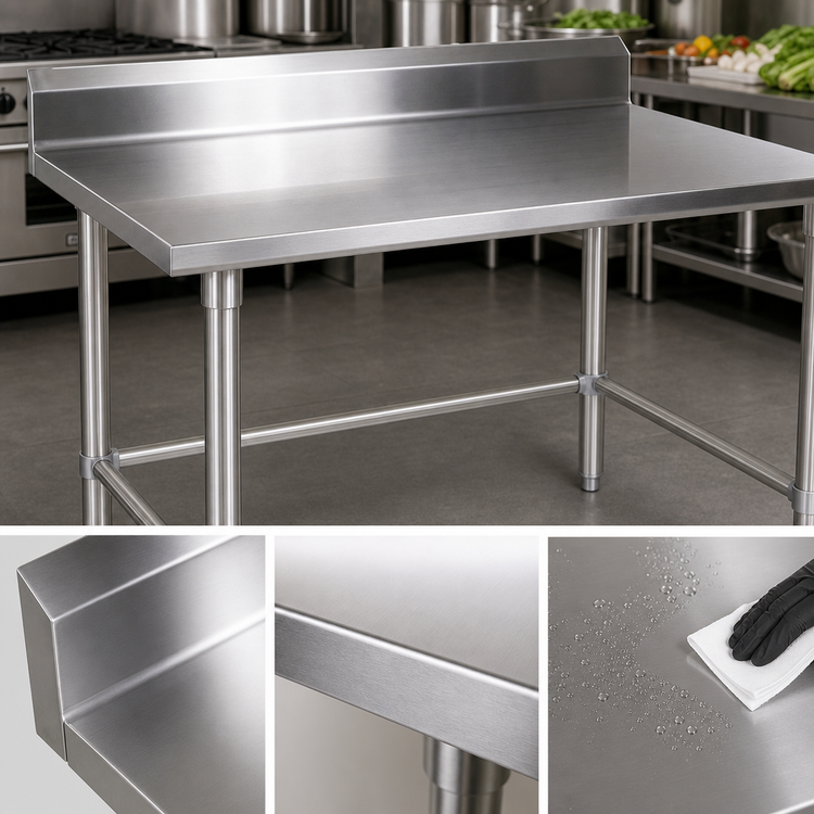 Product image #3 for John Boos Stallion 30-Inch x 30-Inch Stainless Steel Corner Work Table with 5-Inch Backsplash and Safety Edge