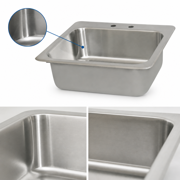 Product image #3 for BK Resources DDI-2016824 Deep Drawn Drop-In Sink, 1 Compartment, 23 x 21 x 8 in.