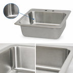 Thumbnail image #3 for BK Resources DDI-2016824 Deep Drawn Drop-In Sink, 1 Compartment, 304 Stainless Steel, 4" OC Faucet Holes, Basket Drain, NSF