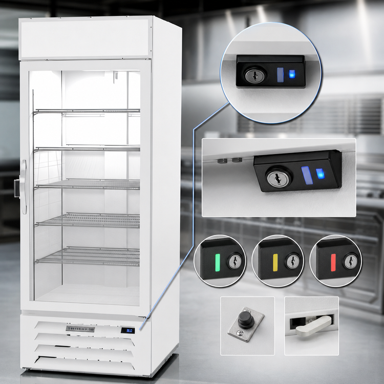 Product image #3 for MarketMax White Reach-In Glass Door Refrigerated Merchandiser with Electronic Smart Lock, 25.97 Cu. Ft.