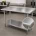 Thumbnail image #3 for Advance Tabco 144-Inch x 30-Inch 14-Gauge 304 Stainless Steel Work Table with 1-1/2-Inch Rear Up-Turn and Undershelf