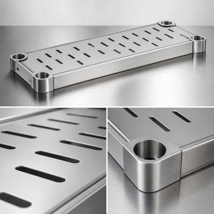Product image #4 for Eagle Group Quik-Set 42 Inch x 18 Inch Solid Shelf with Louvered Top, 304 Stainless Steel