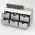 Thumbnail image #4 for Beverage-Air Three-Section Sandwich Top Refrigerated Prep Table with 6 Drawers and 12-Pan Rail, 72 Inch