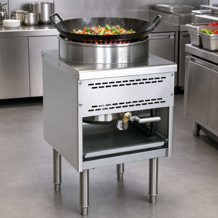 Product image #3 for Omcan Single Bowl Liquid Propane Floor Model Wok Range with 16-Inch Ring, 125,000 BTU