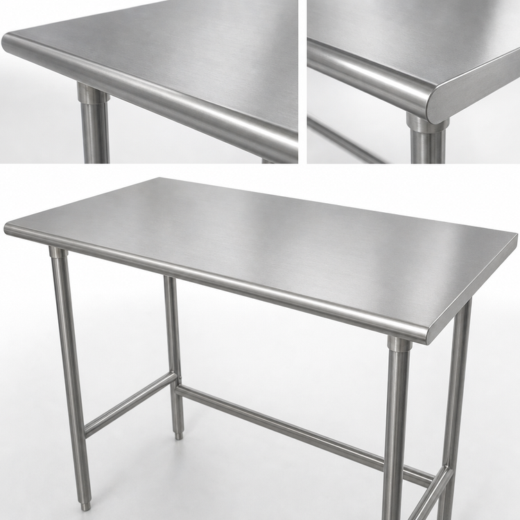 Product image #3 for Advance Tabco TMS-304 48" x 30" 304 Stainless Steel Work Table with Open Base