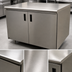 Thumbnail image #3 for Advance Tabco Special Value Economy Enclosed Work Table with Cabinet Base, Mid-Shelf and Hinged Doors, 72W x 24D, 16 Gauge 304 Stainless Steel Top