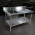 Thumbnail image #3 for John Boos 48-Inch Stainless Steel Work Table With Left Prep Sink, 5-Inch Backsplash, and Undershelf