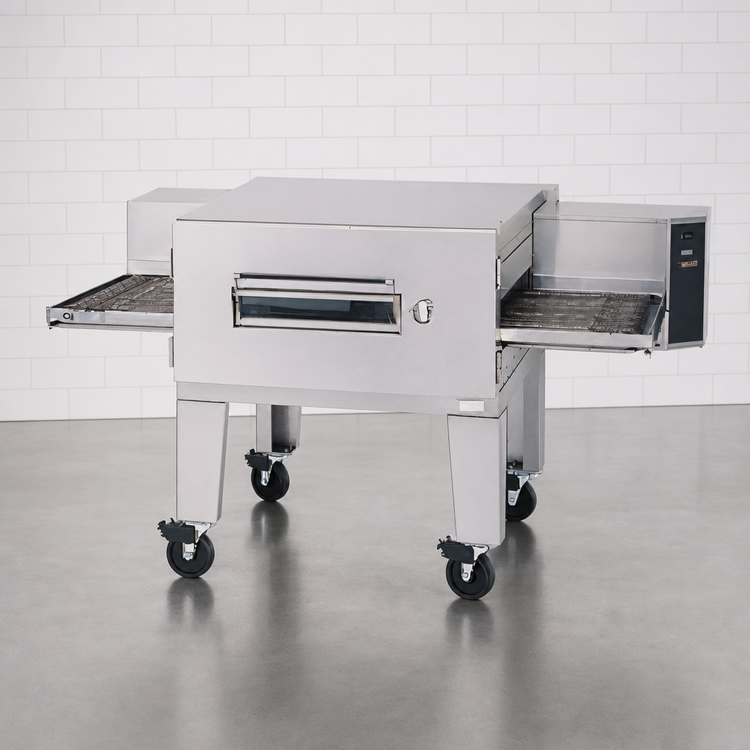 Product image #3 for Lincoln Impinger Low Profile Single-Stack Electric Conveyor Oven Package with Stand and Casters