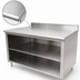 Thumbnail image #3 for 96 Inch x 24 Inch Stainless Steel Work Table with Open Front Cabinet Base, Mid-Shelf, and 5 Inch Backsplash