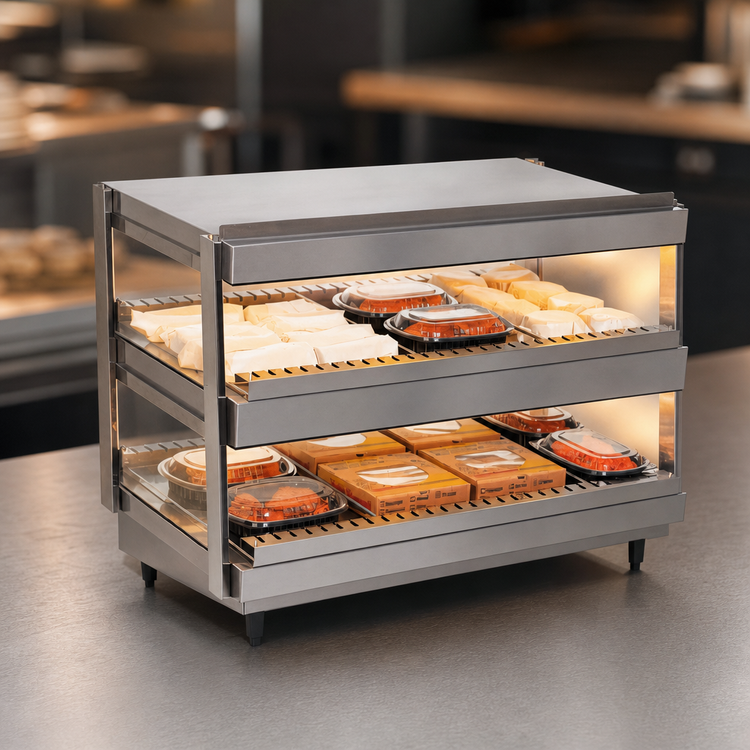 Product image #3 for Nemco 30-Inch Countertop Dual-Shelf Hot Food Merchandiser with Independent Heat and Light Controls