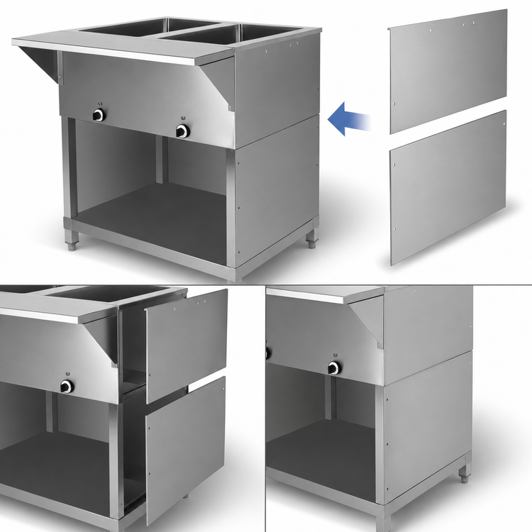 Product image #3 for 2-Piece Stainless Steel Steam Table Enclosure Side Panel Extension
