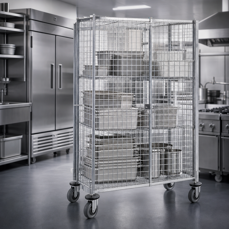 Product image #3 for Metro Super Erecta qwikSLOT Mobile Wire Security Cage, Chrome Plated Finish
