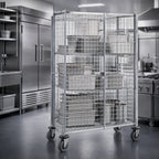 Thumbnail image #3 for Metro Super Erecta qwikSLOT SEC53DCQ Mobile Wire Security Cage, Chrome Plated, No Intermediate Shelves, 40-3/4"W x 27-1/4"D x 68-1/2"H