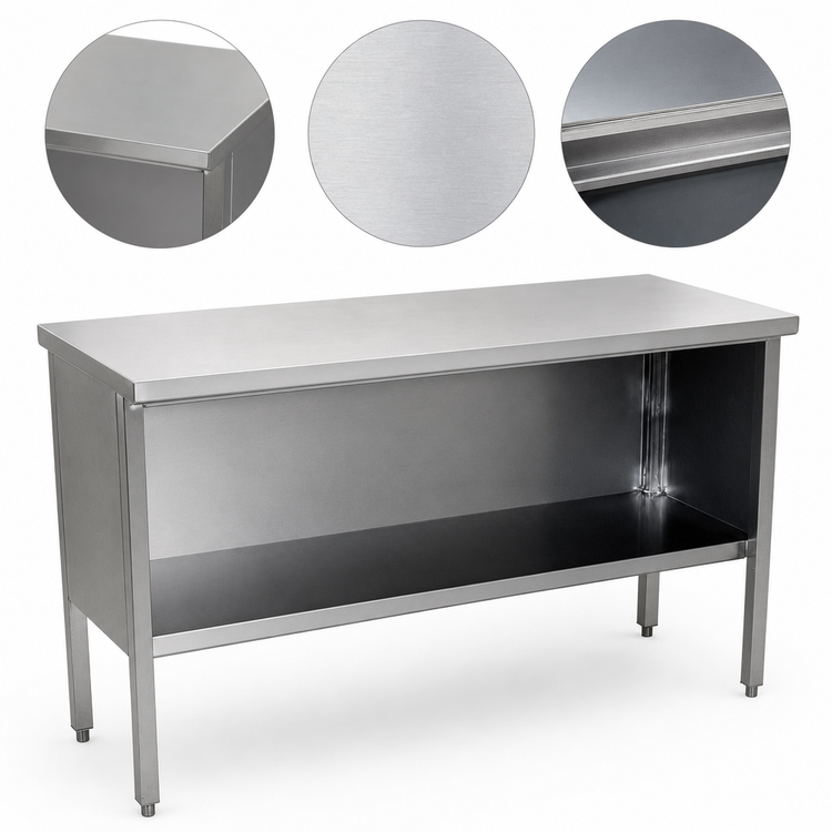 Product image #3 for John Boos Open Front Cabinet Base Stainless Steel Work Table, 132 x 24 Inches, 14-Gauge 300-Series Flat Top