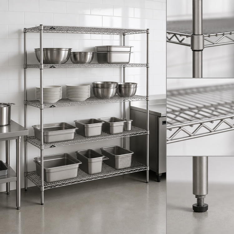 Product image #3 for Metro Super Erecta 72" W x 18" D x 63" H 4-Shelf Stationary Starter Wire Shelving Unit