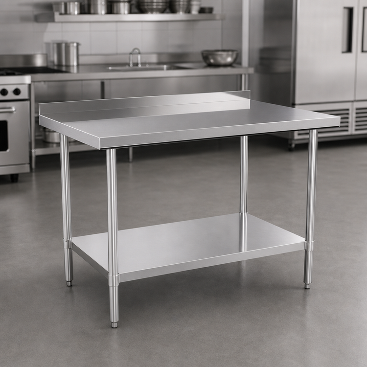 Product image #3 for Mixrite 72 Inch 18-Gauge Stainless Steel Work Table with 2 Inch Rear Edge Up and Undershelf