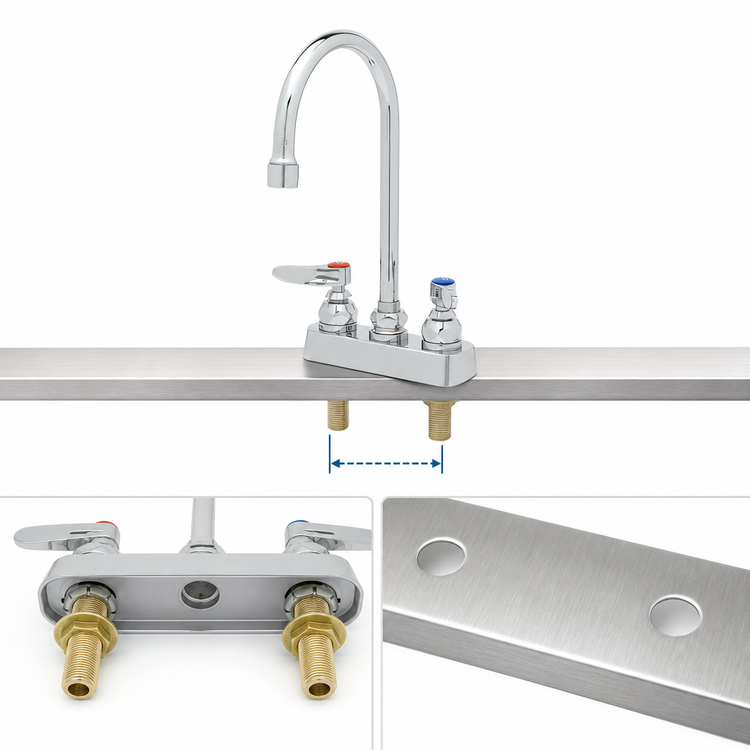 Product image #3 for T&S Brass 4-Inch Centers Deck Mount Workboard Faucet with 5.75-Inch Swivel Gooseneck Spout, Lever Handles, and 1.2 GPM Aerator