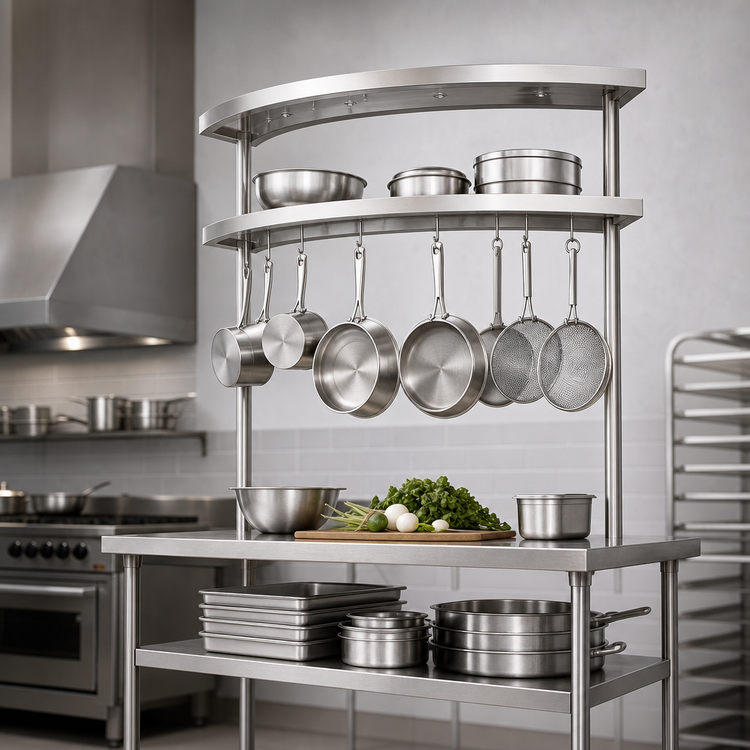 Product image #3 for Advance Tabco SWT-60 Table-Mounted Semi-Circular Stainless Steel Pot Rack, 60 Inch
