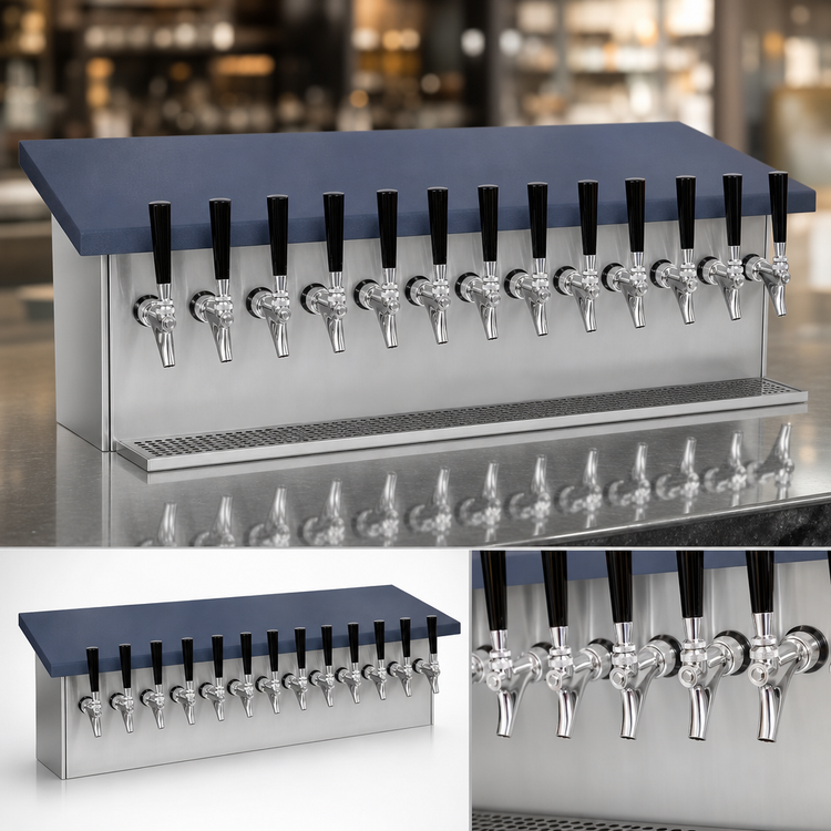 Product image #3 for Glastender 38-Inch Underbar Glycol-Cooled Draft Dispensing Tower with 12 Stainless Steel Faucets