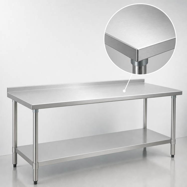 Product image #3 for Spec-Master 72-Inch x 30-Inch Stainless Steel Work Table with Rear Up-Turn and Undershelf