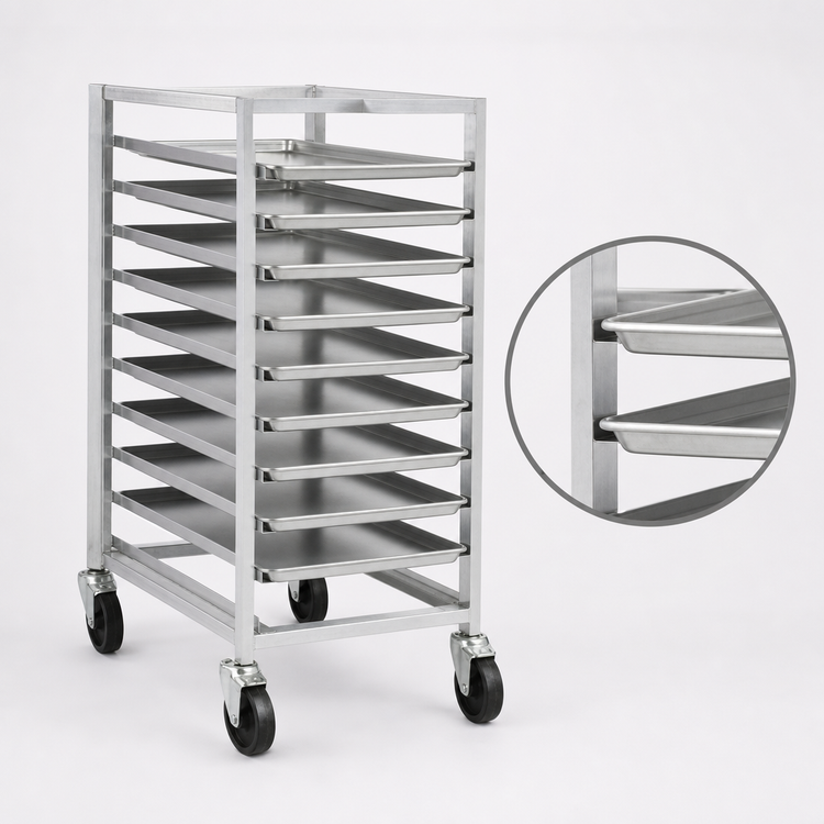 Product image #3 for Dinex Mobile Full-Height Open-Side Aluminum Pan Rack for 10 Full-Size 18 x 26 Pans