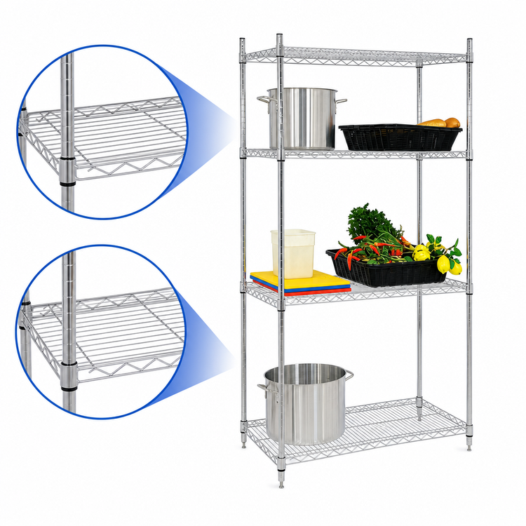 Product image #3 for Omcan 36 in. x 24 in. x 72 in. 4-Shelf Chrome Wire Shelving Unit