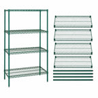Thumbnail image #3 for Quantum WR54-1848P 42"W x 18"D x 54"H Stationary Wire Shelving Starter Kit, 4 Shelves, Green Epoxy Finish