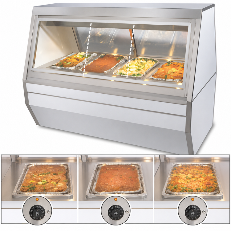 Product image #3 for Howard-McCray 50-Inch Full-Service Hot Food Case with 3 Heated Wells, Stainless Steel