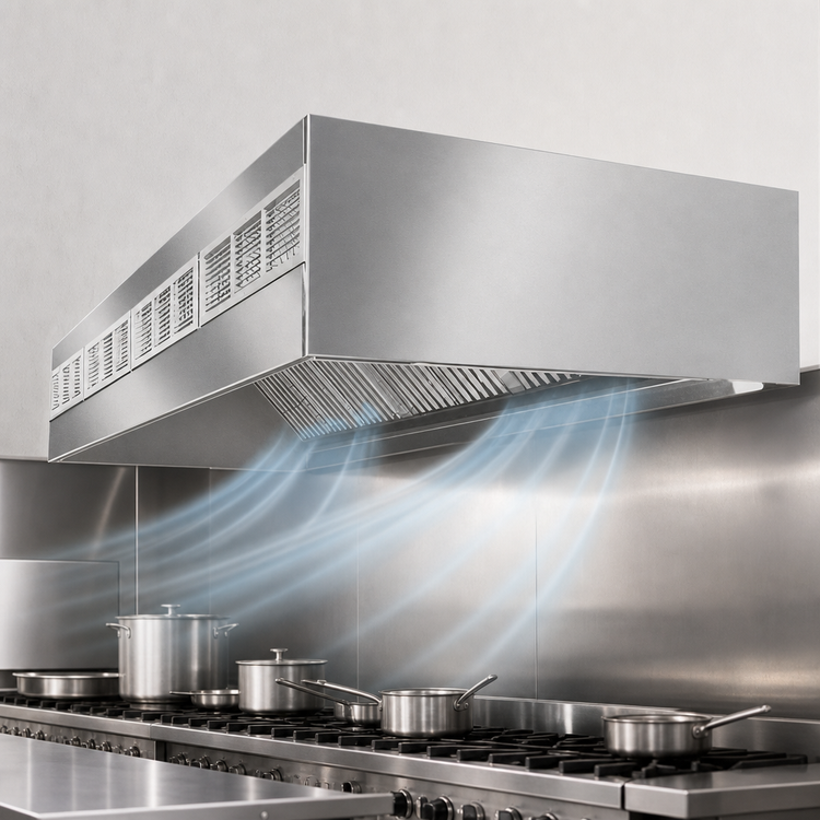 Product image #3 for SpecAir HEF96-144 144" Wall Type Front Discharge Make-Up Air Exhaust Hood