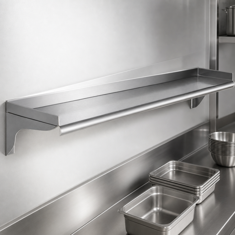 Product image #3 for Eagle Group Wall-Mounted Shelf, 96-Inch W x 10-Inch D, 16 Gauge Type 304 Stainless Steel