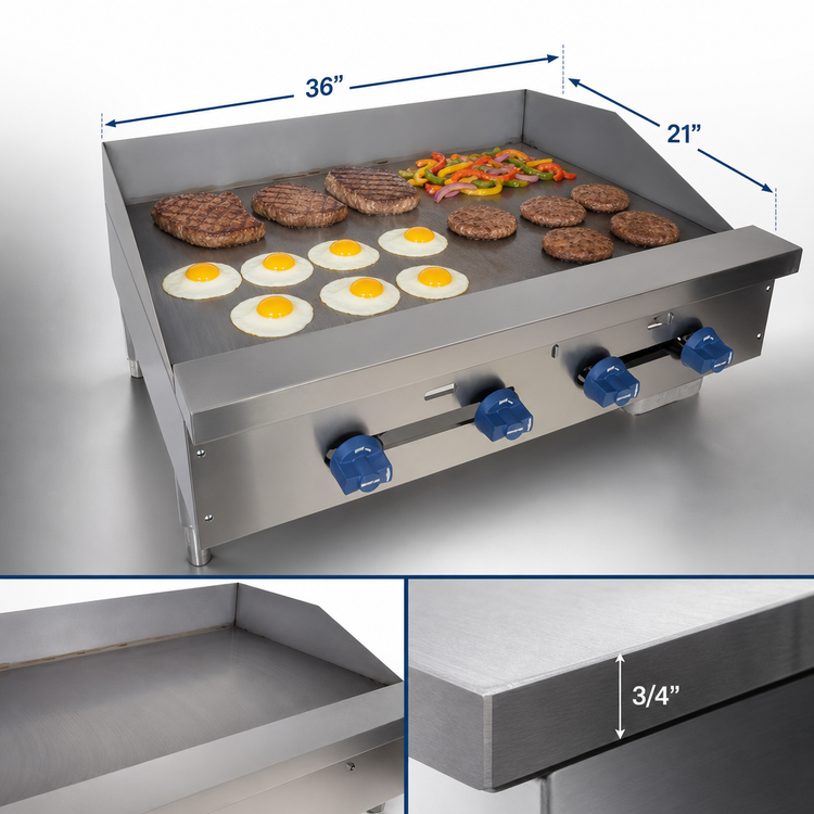 Product image #3 for Comstock-Castle FHP36-36 Countertop Gas Griddle, 36-Inch, 75,000 BTU, Manual Controls