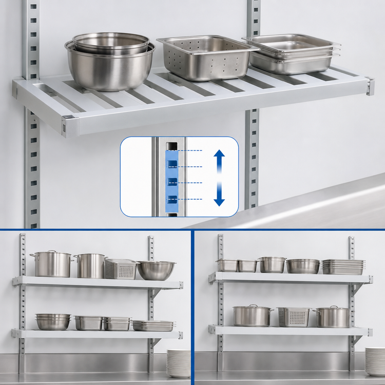 Product image #4 for New Age Heavy-Duty Adjustable T-Bar Wall-Mounted Shelf, 18 x 60 Inches, 900 lb Capacity