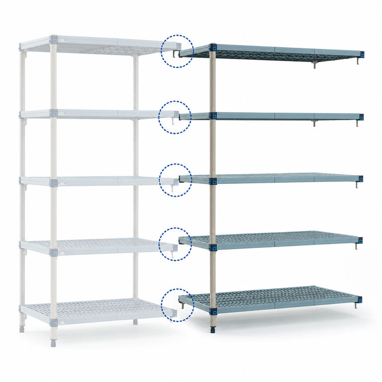 Product image #3 for MetroMax Q 5-Shelf Add-On Polymer/Wire Shelving Unit, 36W x 24D x 74H