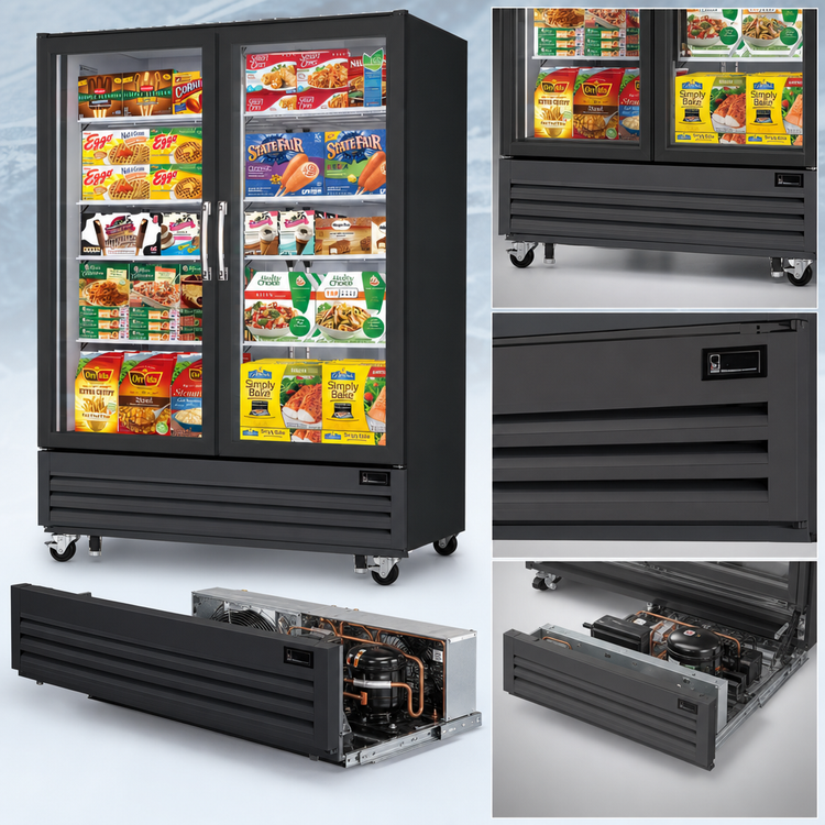 Product image #3 for Everest Refrigeration EMGF48B Reach-In Glass Door Merchandiser Freezer, 2-Section, 48 Cu. Ft.