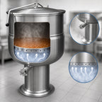Thumbnail image #3 for Crown DP-100 100 Gallon Direct Steam Stationary Kettle with Pedestal Base