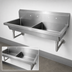 Thumbnail image #3 for BK Resources Two Station Wall Mounted Stainless Steel Hand Wash Sink, 60 Inch