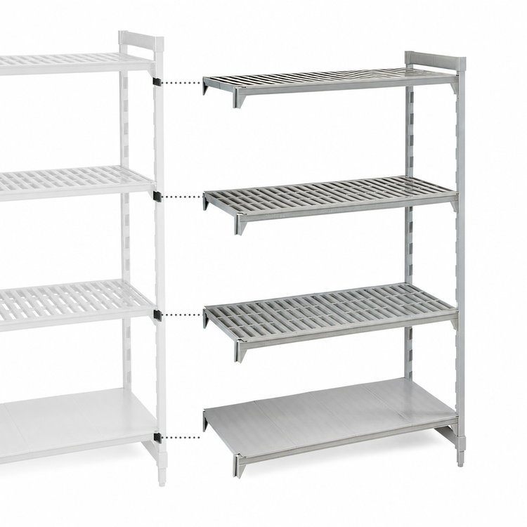 Product image #4 for Cambro Camshelving Premium 4-Tier Stationary Add-On Shelving Unit, 42 x 24 x 84 Inches, 3 Vented + 1 Solid