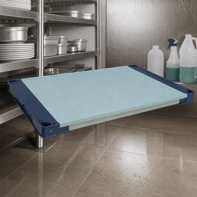 Product image #3 for MetroMax 4 Solid Polymer Shelf with Removable Polypropylene Mats, 54" x 18", Blue