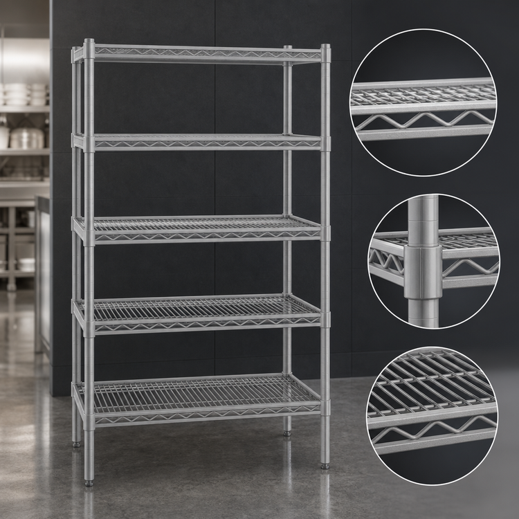 Product image #3 for Eagle Group Valu-Master 5-Tier Starter Wire Shelving Unit, 36 x 18 x 74 Inches, Pewter Gray Epoxy