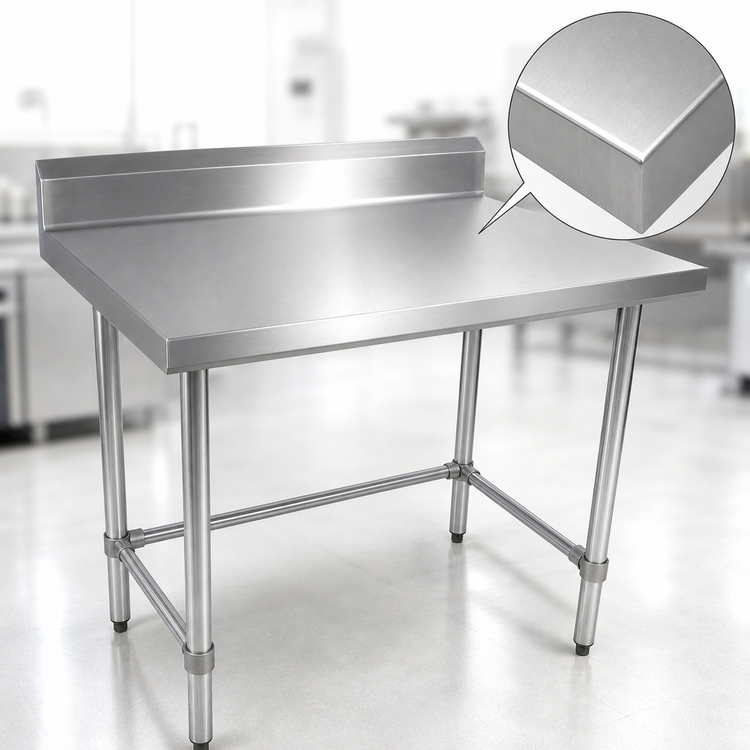 Product image #3 for BK Resources 60-Inch x 30-Inch 304 Stainless Steel Work Table with 5-Inch Riser and Open Base