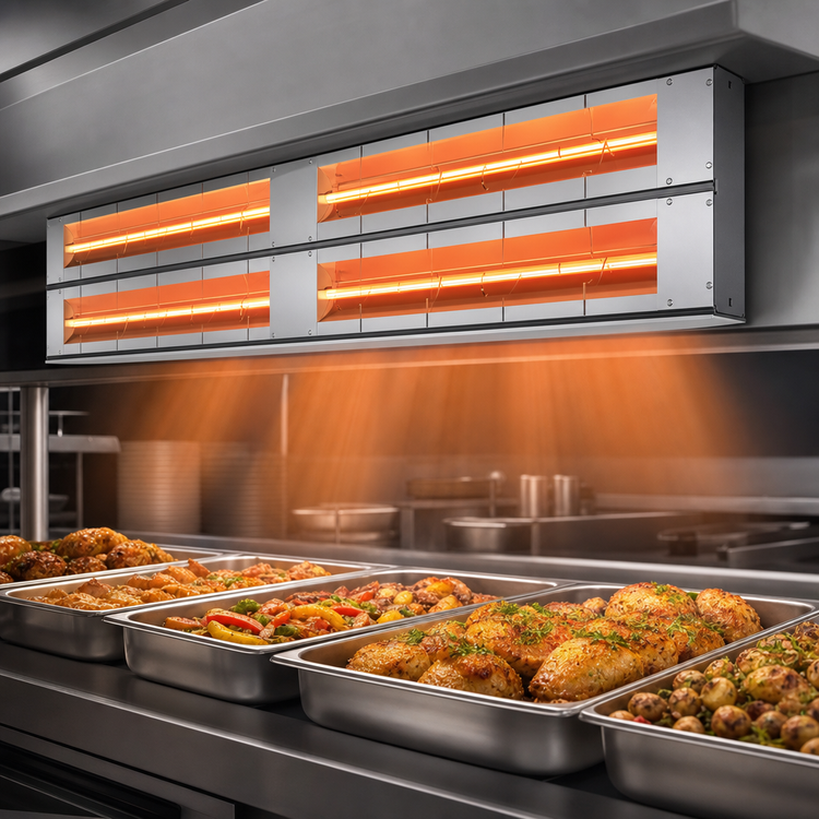 Product image #3 for Hatco Glo-Ray Max Watt Lighted Dual Infrared Strip Heater, 24 Inch Wide, Aluminum, 3-Inch Spacer