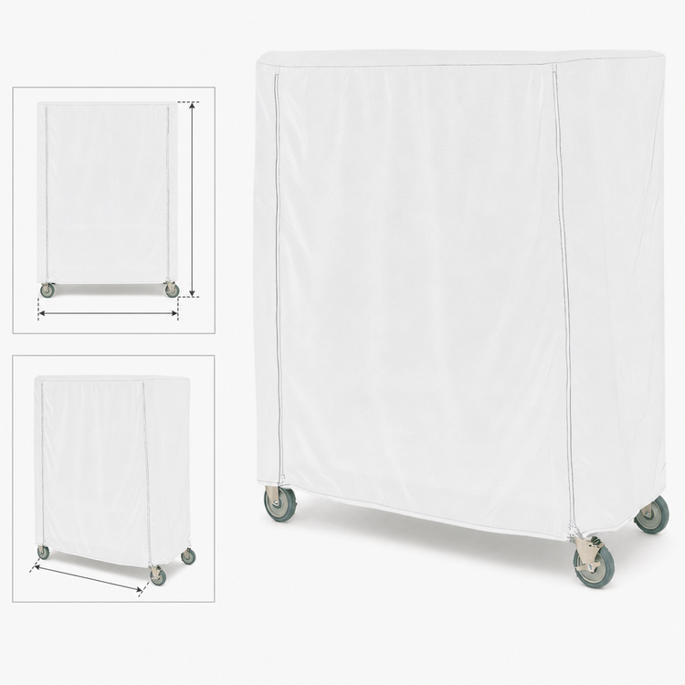 Product image #3 for Metro 36 x 24 x 74 Inch White Uncoated Knitted Polyester Cart Cover