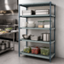 Thumbnail image #3 for Quantum 4-Tier Stationary Wire Plastic Mat Shelving Unit, 48 x 14 x 86 Inches