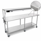 Thumbnail image #4 for John Boos ET6-2484SSW Mobile Stainless Steel Expediting Work Table with Overshelf, Infrared Foodwarmer, and Locking Casters, 84 x 24 x 54 Inches
