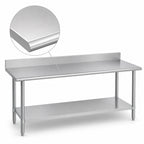 Thumbnail image #3 for Duke Manufacturing 416-24108-5R 108-Inch Stainless Steel Work Table with 5-Inch Riser and Galvanized Undershelf
